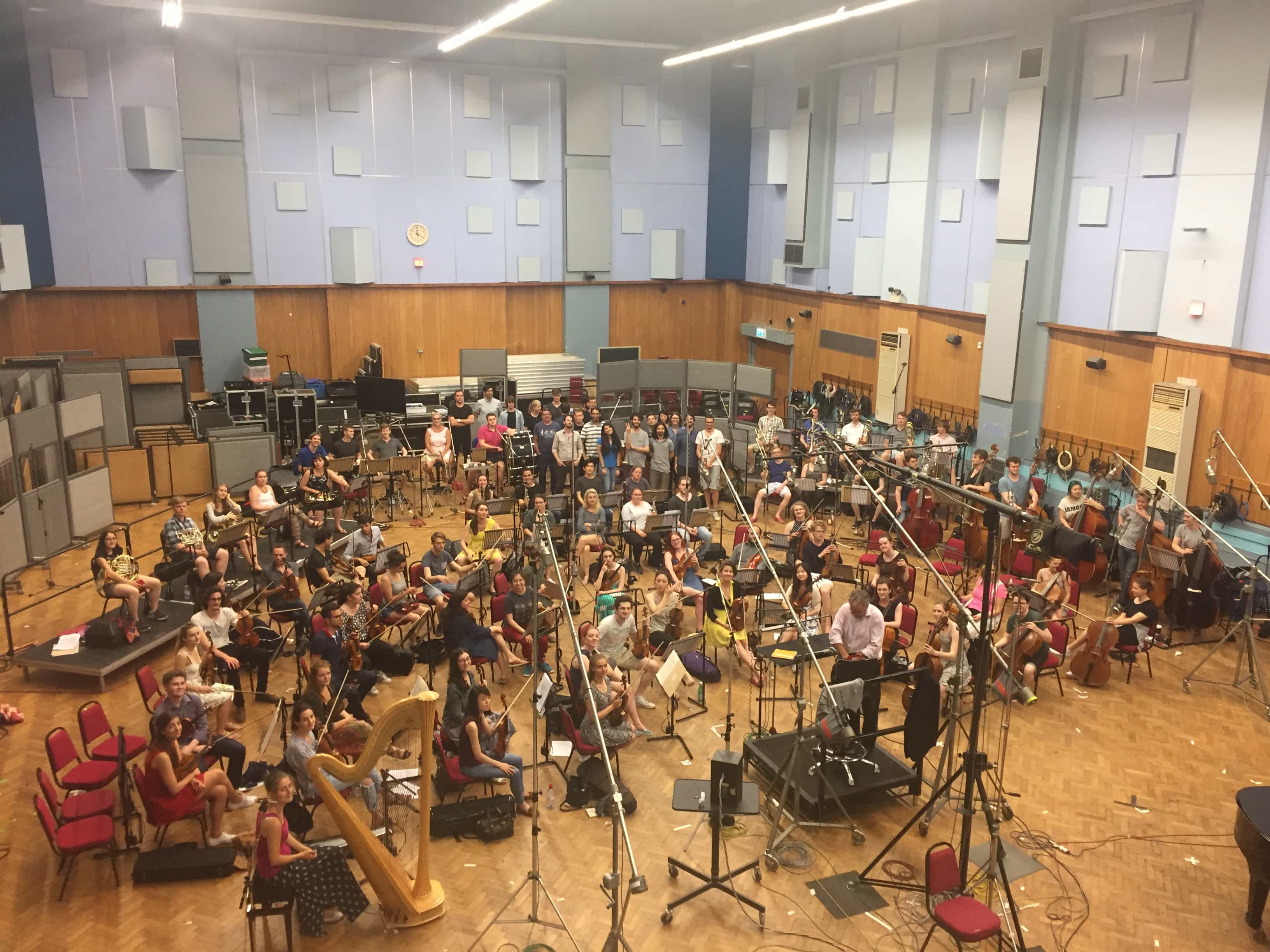 Abbey Road Institute students with the RCM orchestra