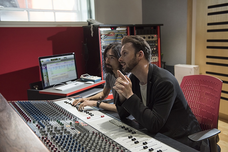 Andrew Glen and Noah Dayan in Abbey Road Institute Studio Control Room