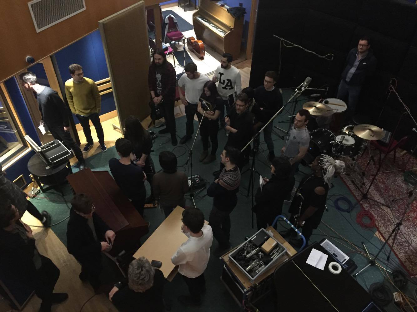 Carlos Lellis and our students in Studio Three's live room