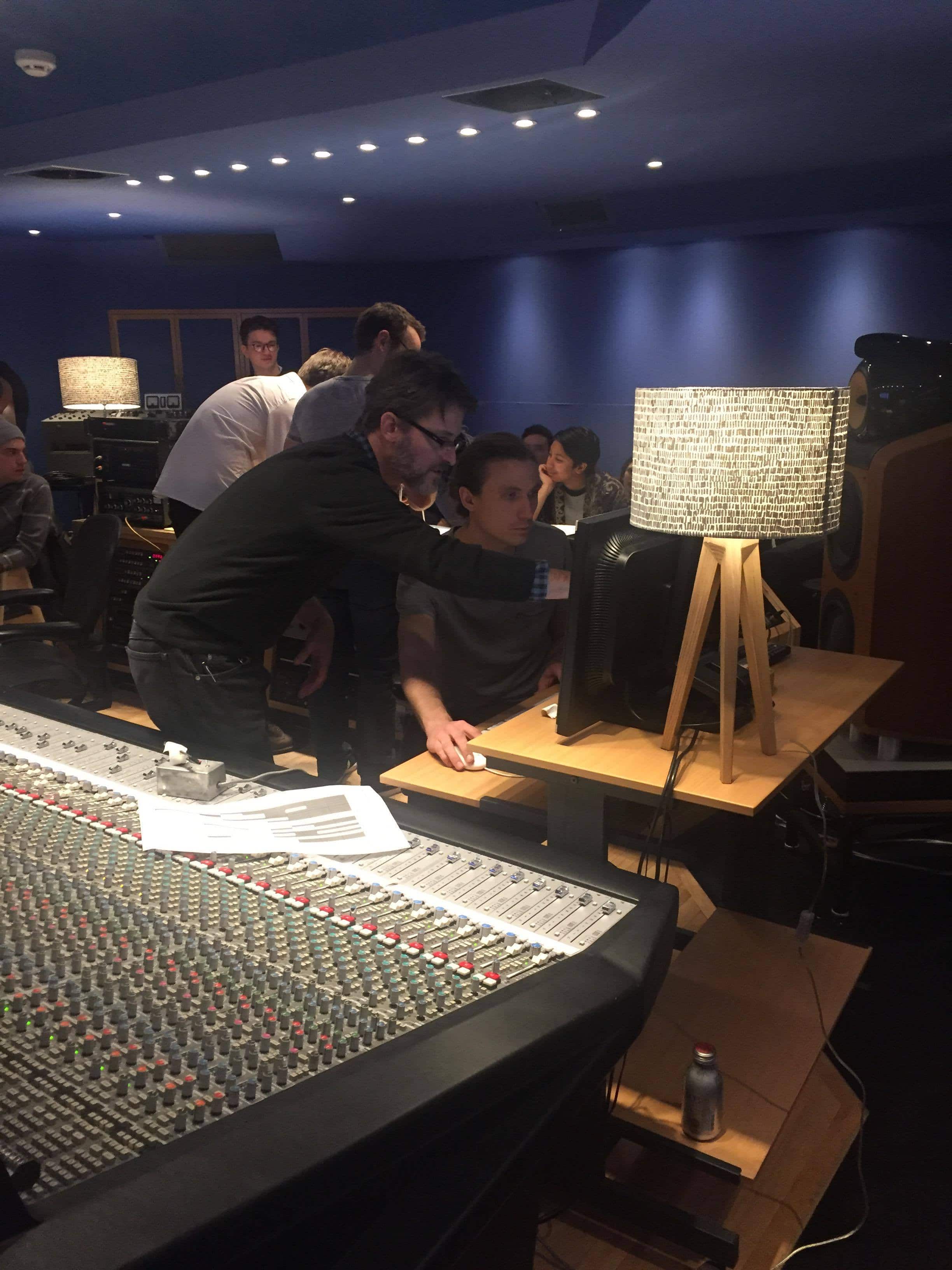 Carlos Lellis and student Guy Henderson in the control room