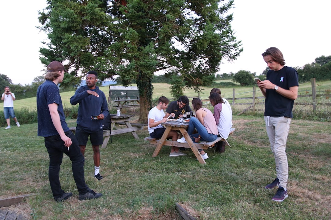 Chillin' in the backyard at Rockfield studios